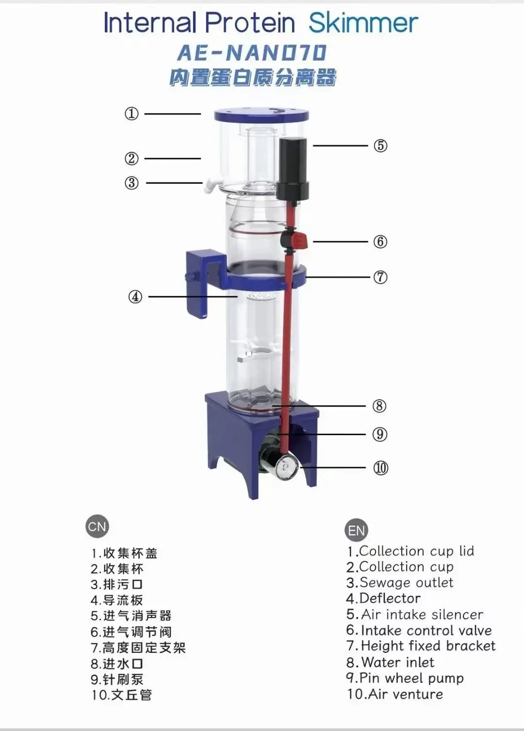110-240V Aqua Excel Nano 40D 5 - Marine Aquarium Protein Skimmer recensie en prijs
